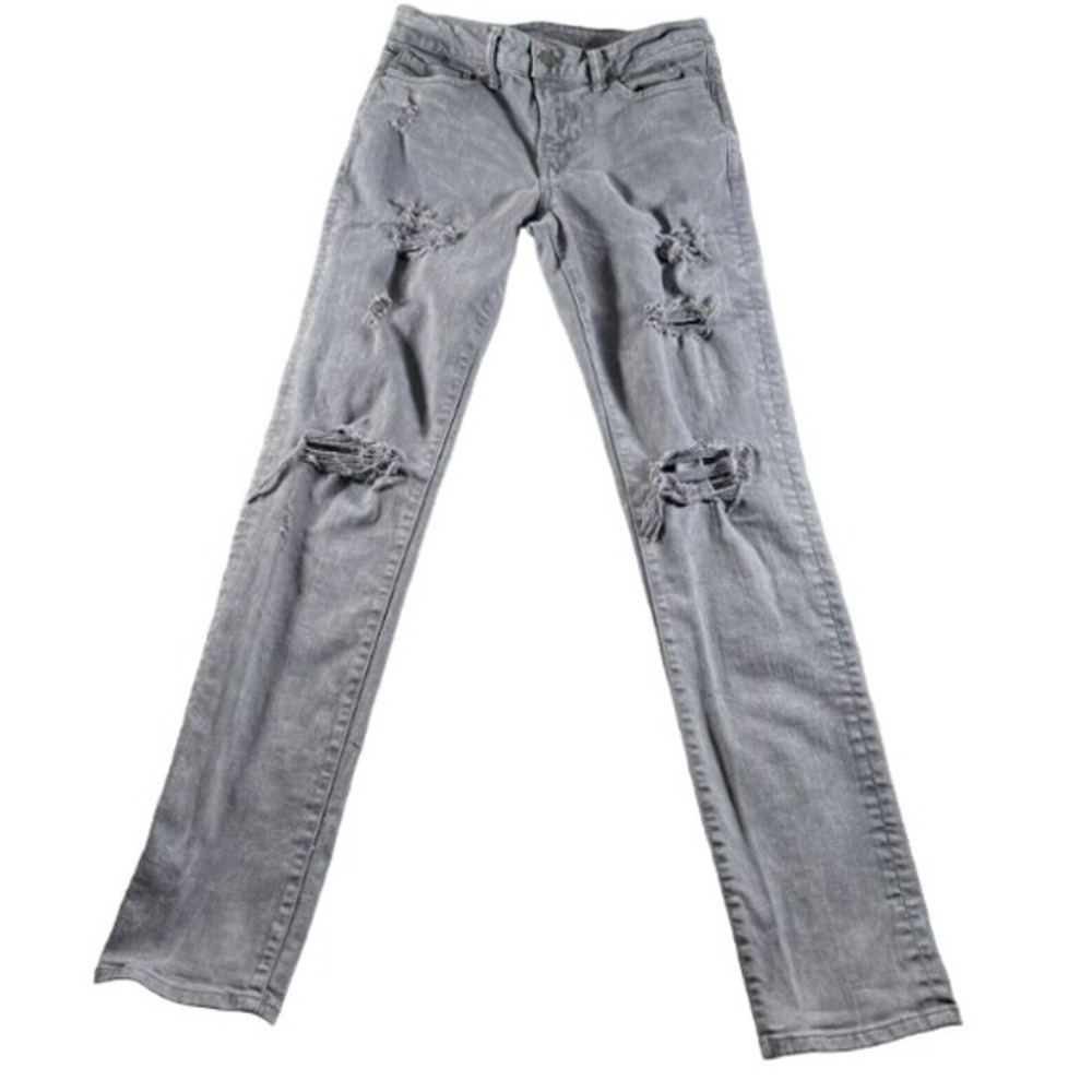 American Eagle Jeans‎ Mens 30x34 Slim Fit Gray Wash Airflex + Destroyed Ripped